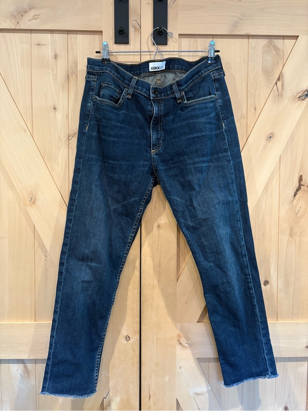 ASKK NY Women’s Slim Straight Jeans in Dark Blue Wash